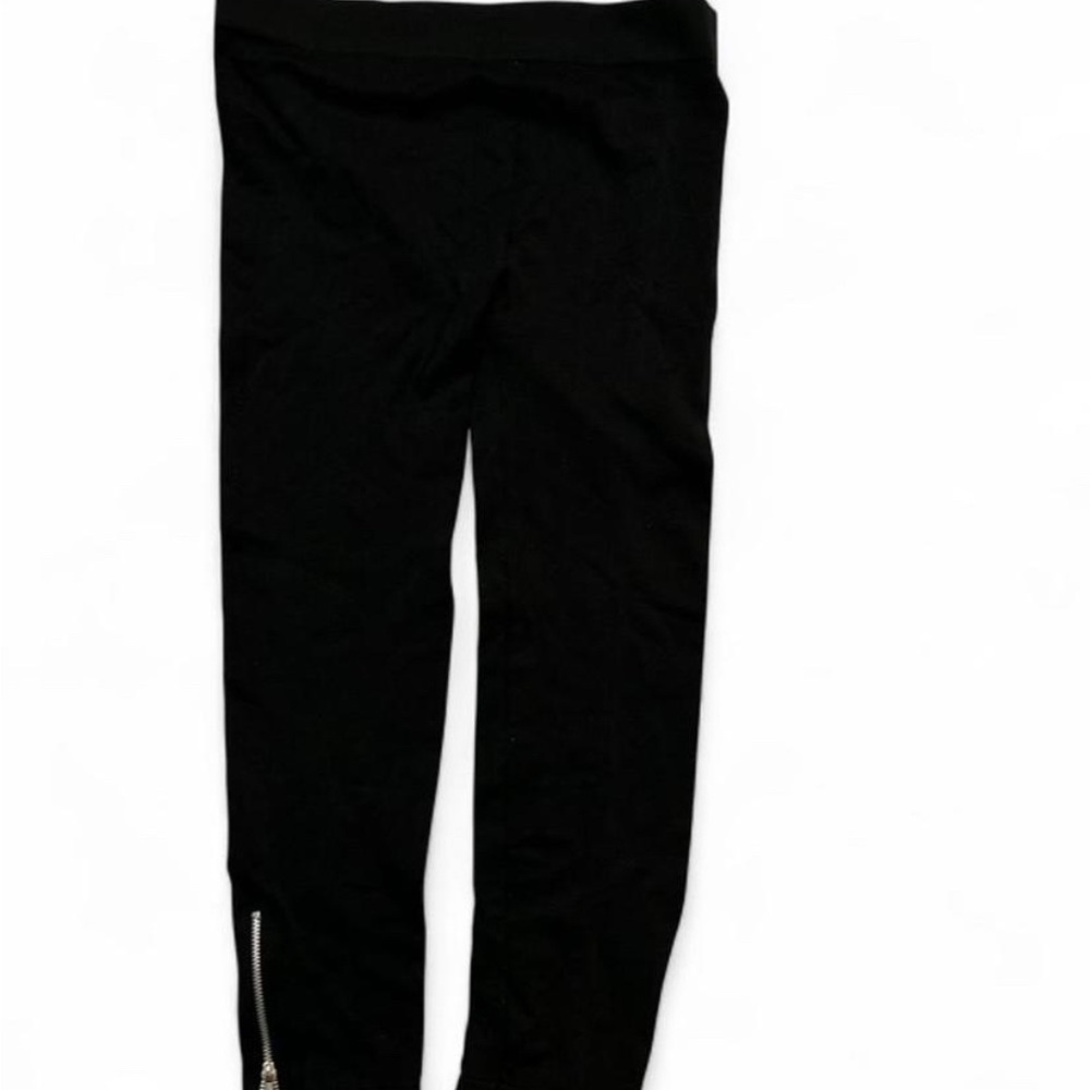Dots Black Leggings with Zipper Detail